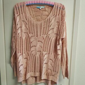 Women's Cecico Peach Open Knit HiLo Sweater Size Medium